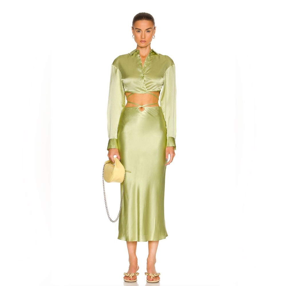Christopher Esber Silk Slip Skirt and Crop Top Set
